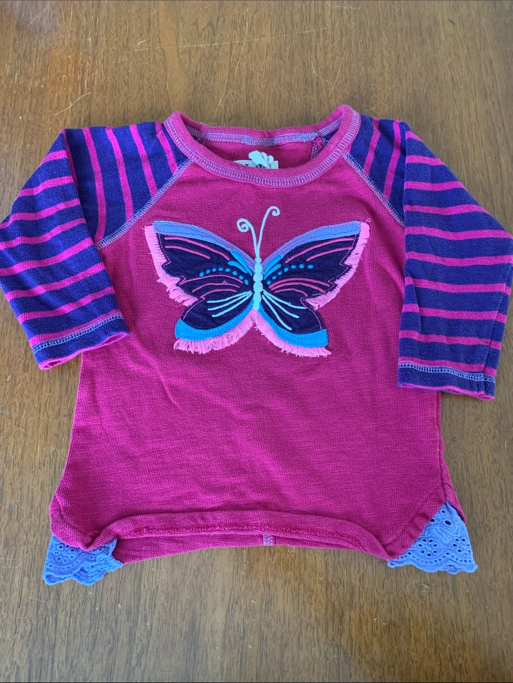 🍊5/$25 NWOT Hatley Pink & Navy Butterfly Raglan Long-Sleeve Tee